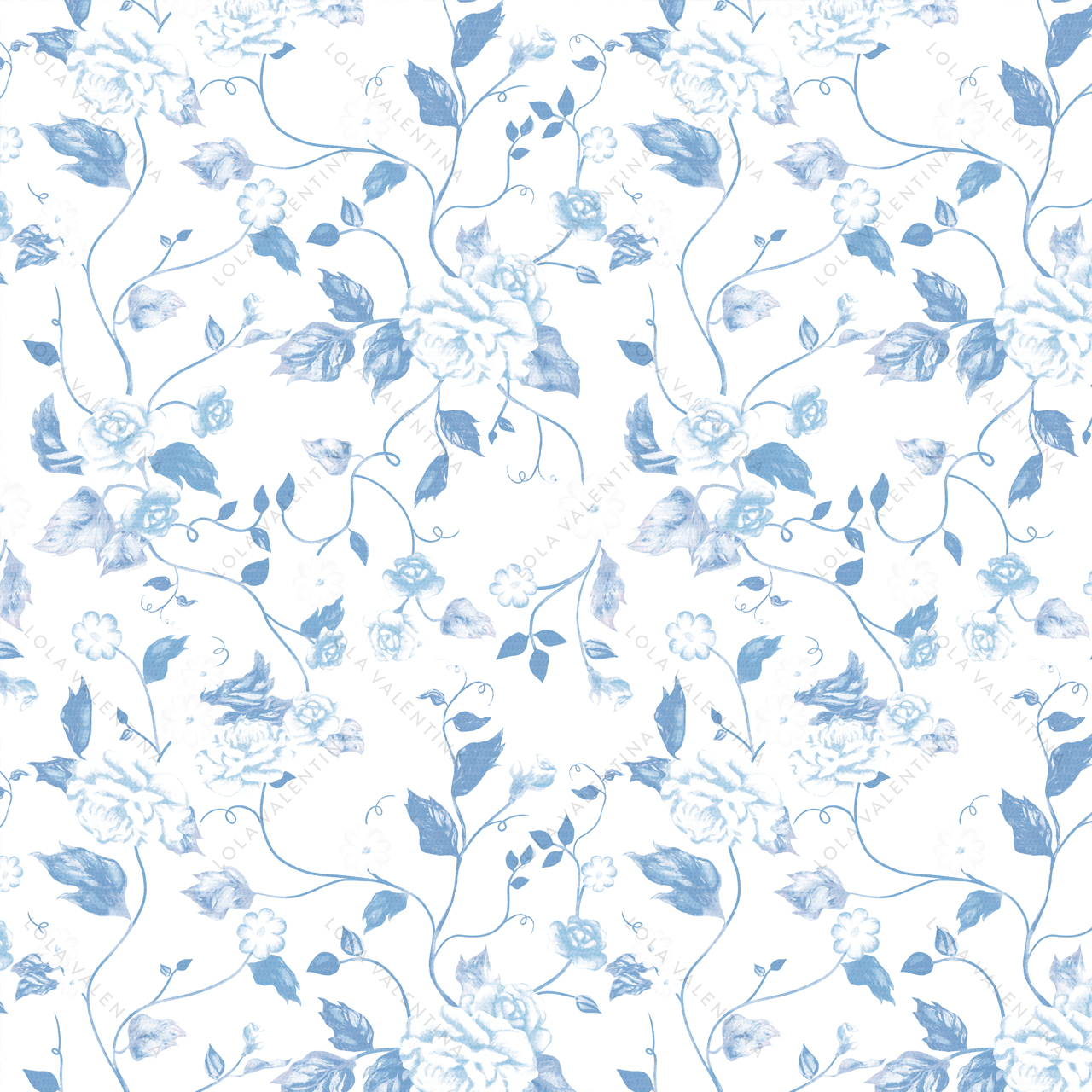Floral - Toile - Blue - Event Linen & Decor Rentals